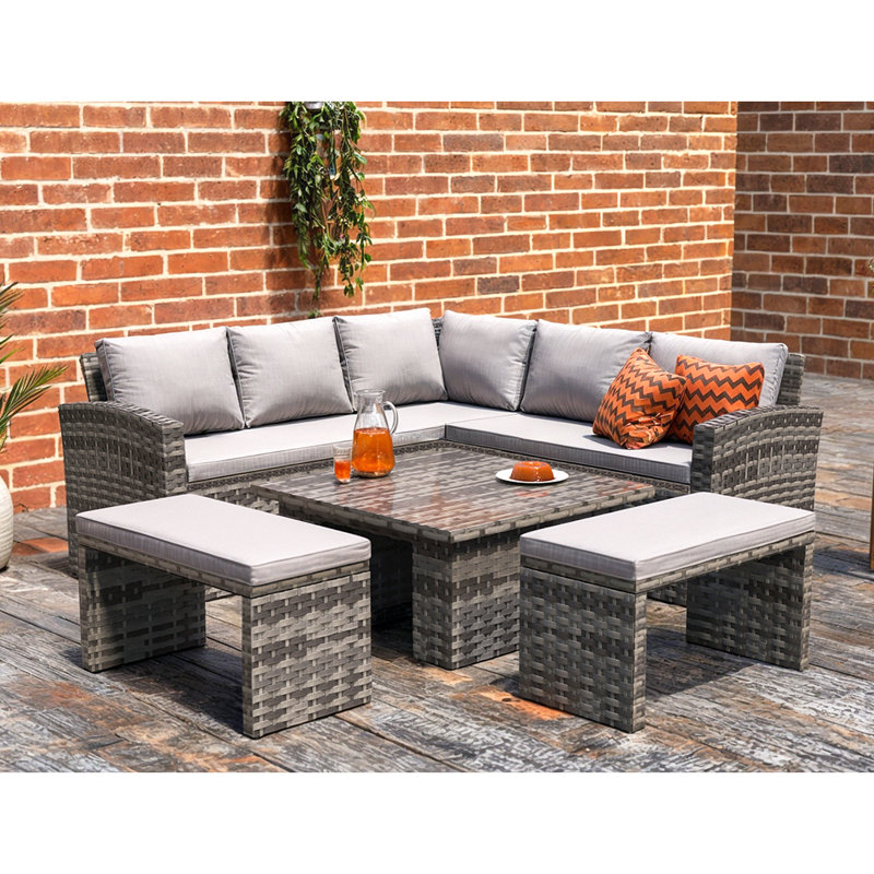 Voorhies Square 9 - Person 89cm Long Cube Lift-Up Dining Table Set with Cushions