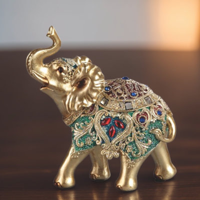 Figurine d'éléphant H 4,25 "en vert