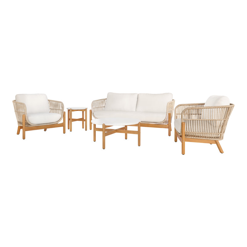 Lyal 5-Piece Patio Set - Loveseat, 2 Chairs, Coffee & End Table