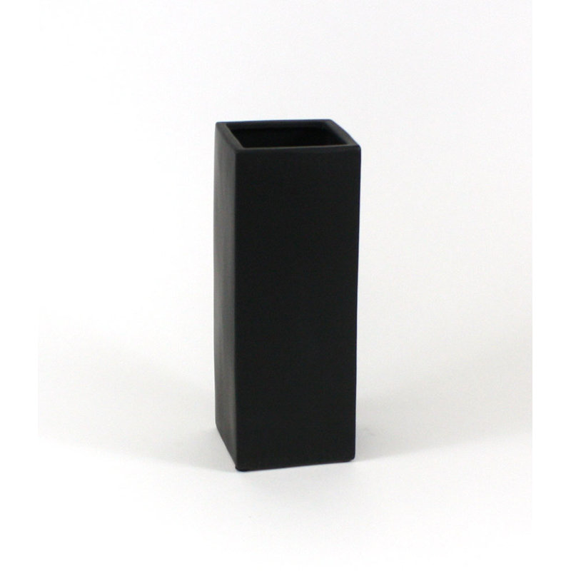 Vase de table en céramique carrée, Noir, H 14 po x l 5 po x P 5 po