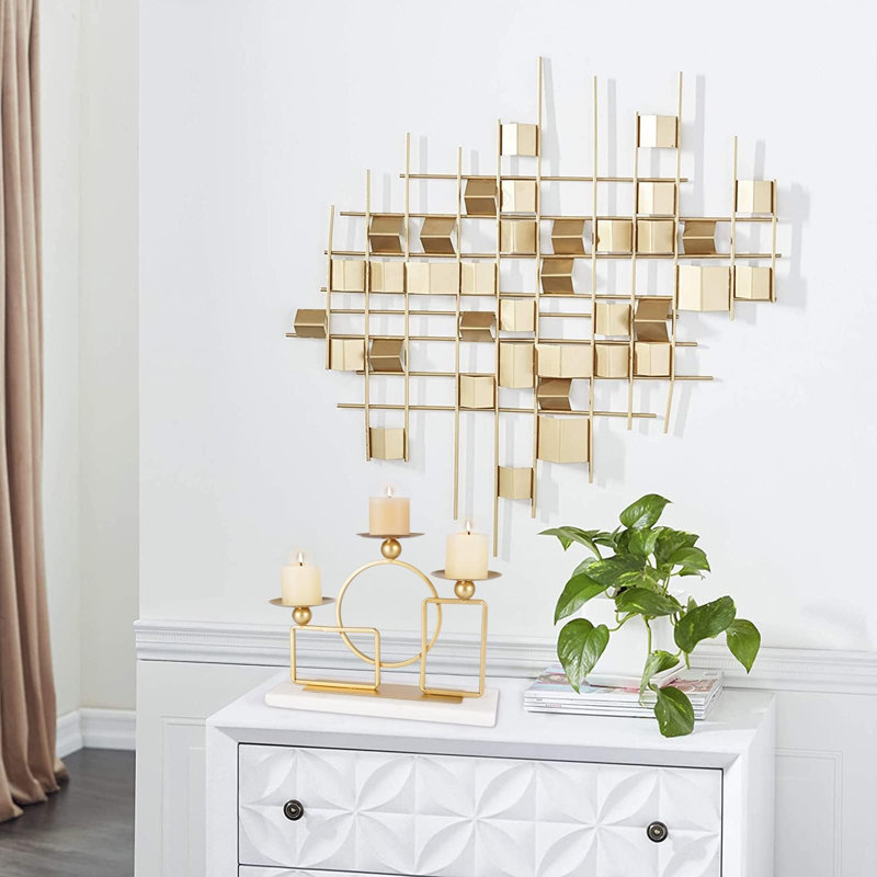 Gold Candle Holders For Pillar Candles With Marble Base 3 Arms Metal Candelabra Candle Holders Gold Home Decoration Elegant Candle Stand