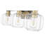 Meuble-lavabo 3 lumières noir mat et laiton 25 po avec globes en verre transparent Veronica