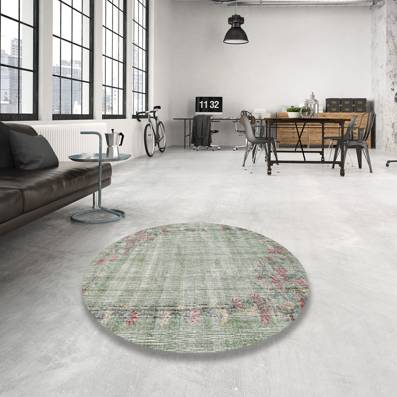 Tapis traditionnel rouge / vert clair Withamsville, Rond 8 pi