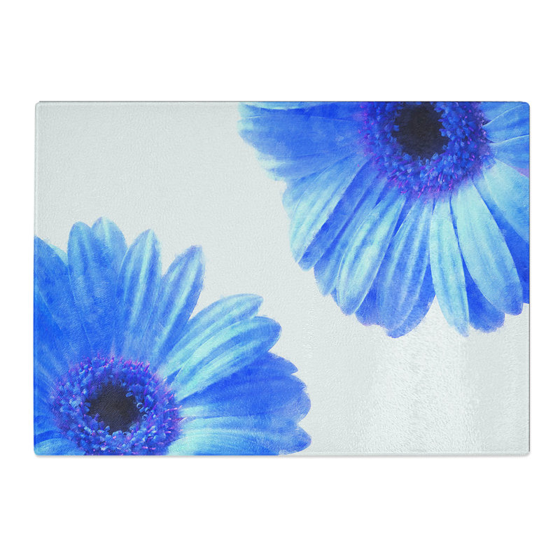 Tempered Glass Two Flowers Painting Chopping Board, 20 cm x 28.5 cm