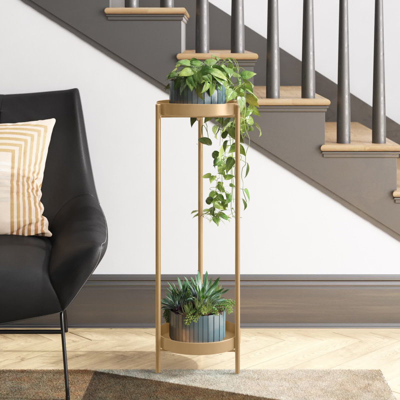 Dealba Round Multi-Tiered Plant Stand, 35.43" H x 11.81" W x 11.81" D, Gold