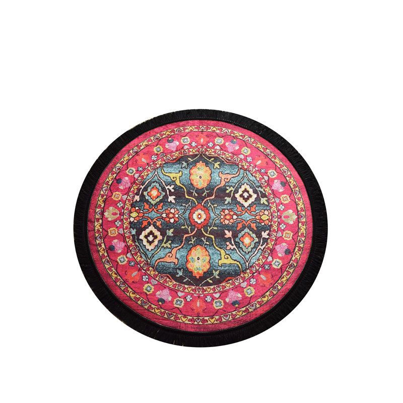 Tapis rond élégant, 55,1 po de diamètre, doux 100% polyester, hauteur des poils de 0,4 po | Antibactérien, antidérapant sous la surface, lavable en machine à 86 ° F | Idéal pour le salon, la chambre à coucher et les aires de jeu, durable et facile à entretenir