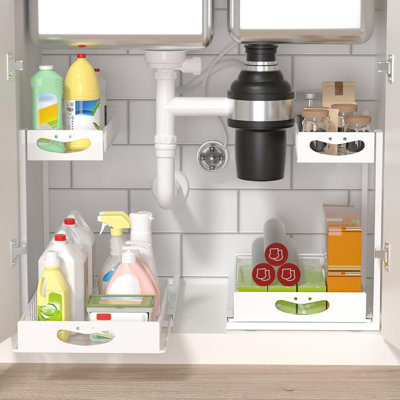 2-Pack 2-Tier Under Sink Pull-Out Organizer For Kitchen And Bathroom