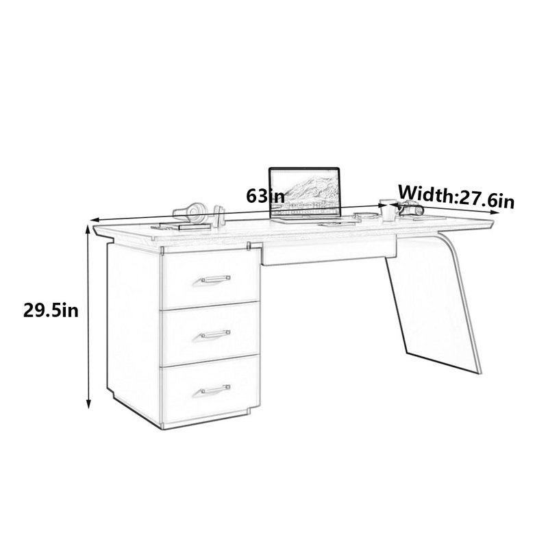 Bureau moderne en ardoise, Gris, H 29,5 po x l 63 po x P 27,6 po