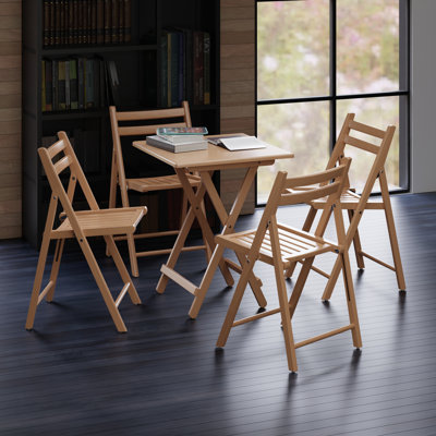 Ensemble 5 pièces Koster, table pliante et chaises, naturel
