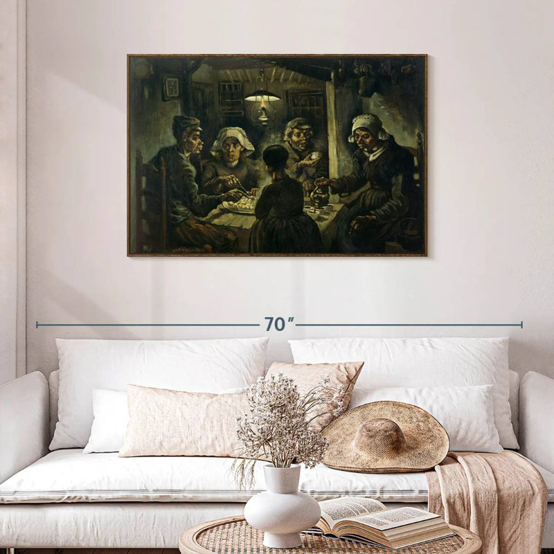Les mangeurs de pommes de terre, Cadre flottant noyer, 43 po x 29 po