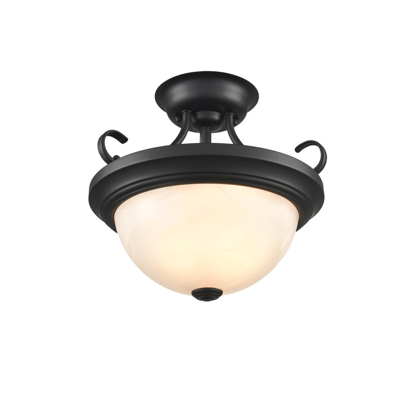 Snediker Glass Semi Flush Mount, Matte Black, 12" H x 15" W x 15" D
