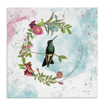  Art mural sur toile, "Colibri dans une couronne" par Katie pertiet