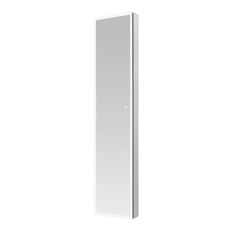Charnière gauche haute l 15 po x H 70 po x P 5 po Harnek, armoire à pharmacie à DEL, désembueur, miroir grossissant, prises de courant 