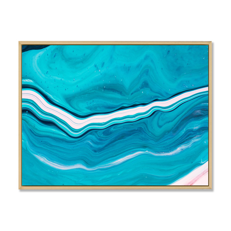 Luxury Turquoise Marble River VI - reproduction d'art sur toile encadrée, H 30 po x l 40 po x P 1,5 po