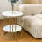 White Stone Side End Table 2-Tier Round Bedside Table With Storage Shelf