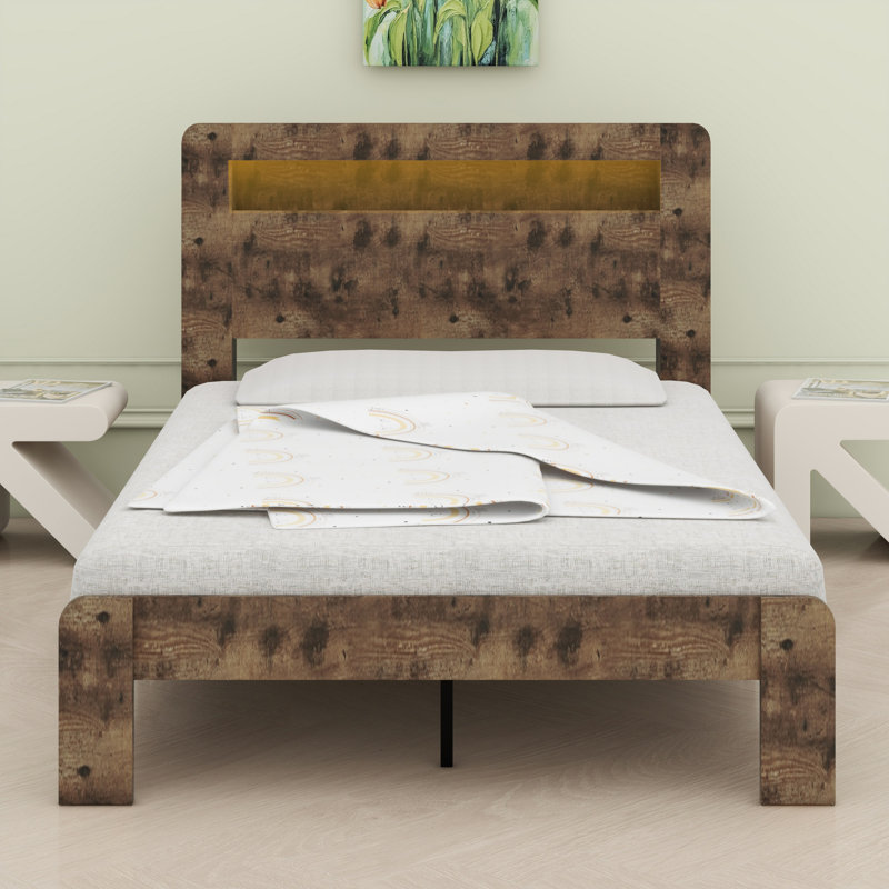 LED Light Headboard Storage Bed With Dual USB Charging Ports And Underbed Storage Space, Full