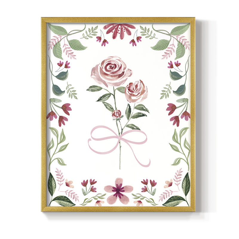 Pretty in Pink Framed Print - Solid Wood, 21" H x 17" W, Gold