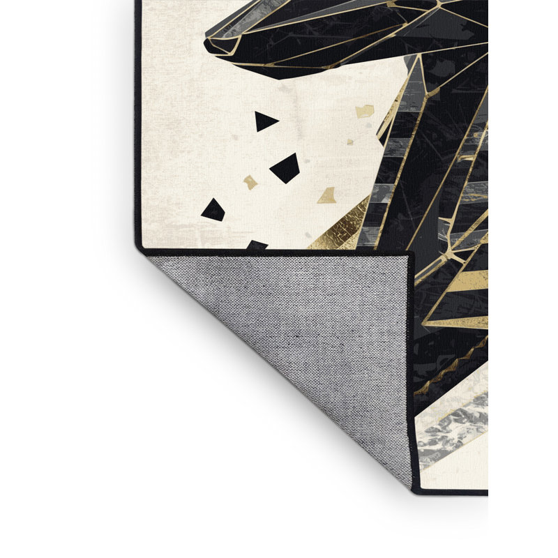 Tapis géométrique beige lavable à la machine Elida Anubis, 6 x 9