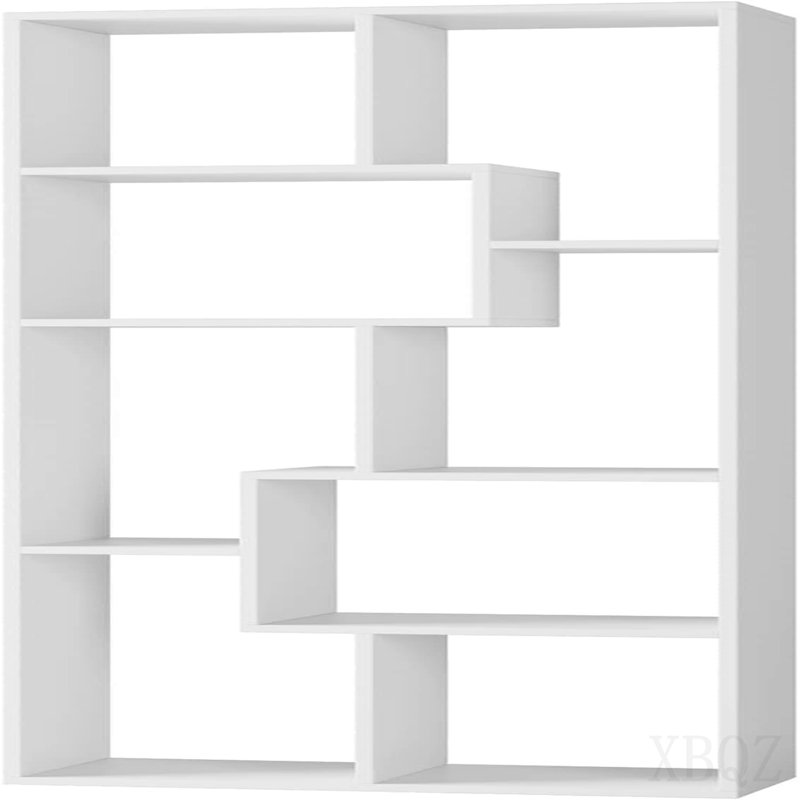 Asymmetrical Display Shelf & Bookcase, 5-Tier, White