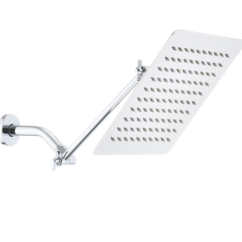Pomme de douche à pluie carrée 10 po - Acier inoxydable et pomme de douche élégante en acier à eau améliorée, Silver