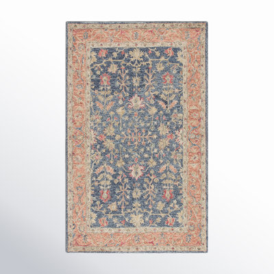 Lindsay Blue Orange Hand-Tufted Wool Oriental Rug