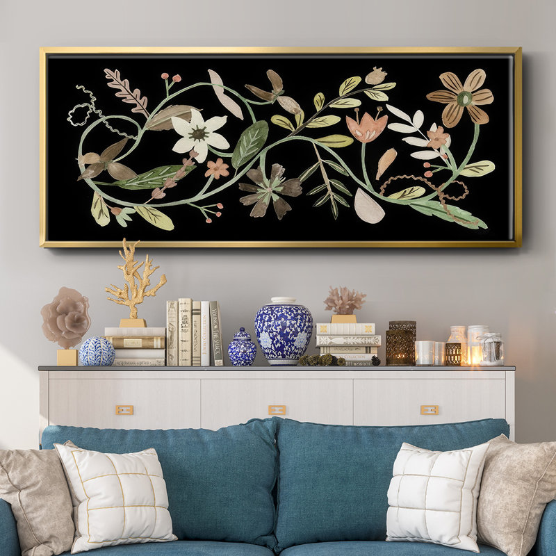 Pressed Flowers I - Framed Canvas, 24" H x 60" W
