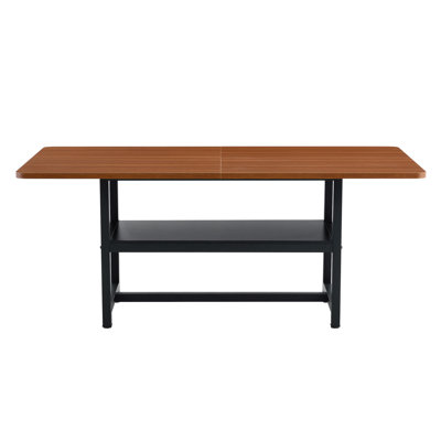 71X35.4 Inch Dining Table Walnut Textured Mdf Boards 43.3X19.7 Storage Platform
