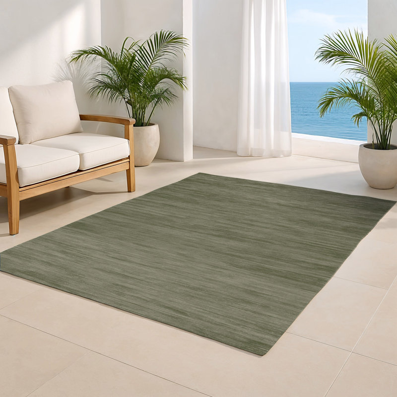 Solid Brown Indoor and Outdoor Area Rug, Rectangle 8' x 10'