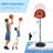3-5ft Basketball Hoop Stand with Dartboard, Darts and 15" Backboard