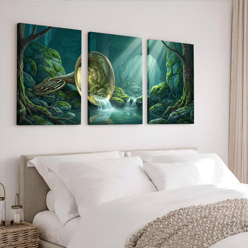 Ensemble de 3 tableaux sur toile représentant une forêt fantastique, pour la décoration du salon, de la chambre et de la maison.