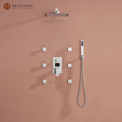 Herathena Wall Mounted Luxury Shower System with Digital Display (Rough-in Valve Included)