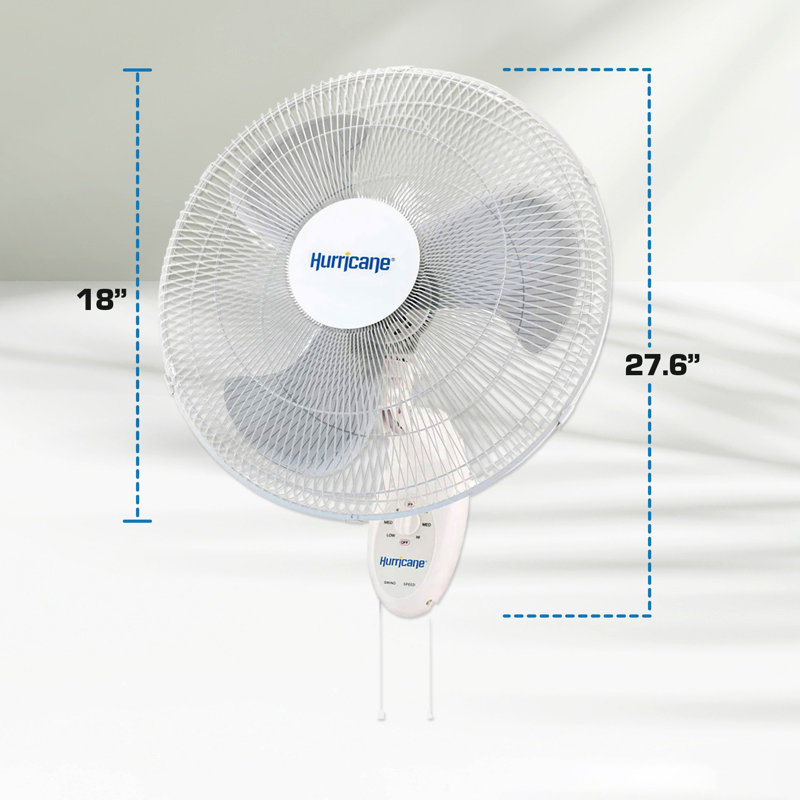 Hurricane 27.6'' Oscillating Wall Mounted Fan Fan