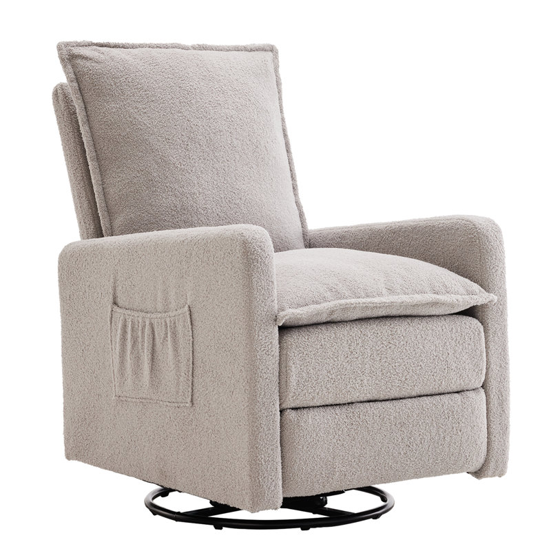 28.4" W Swivel Recliner Chair with Leg Support, Beige