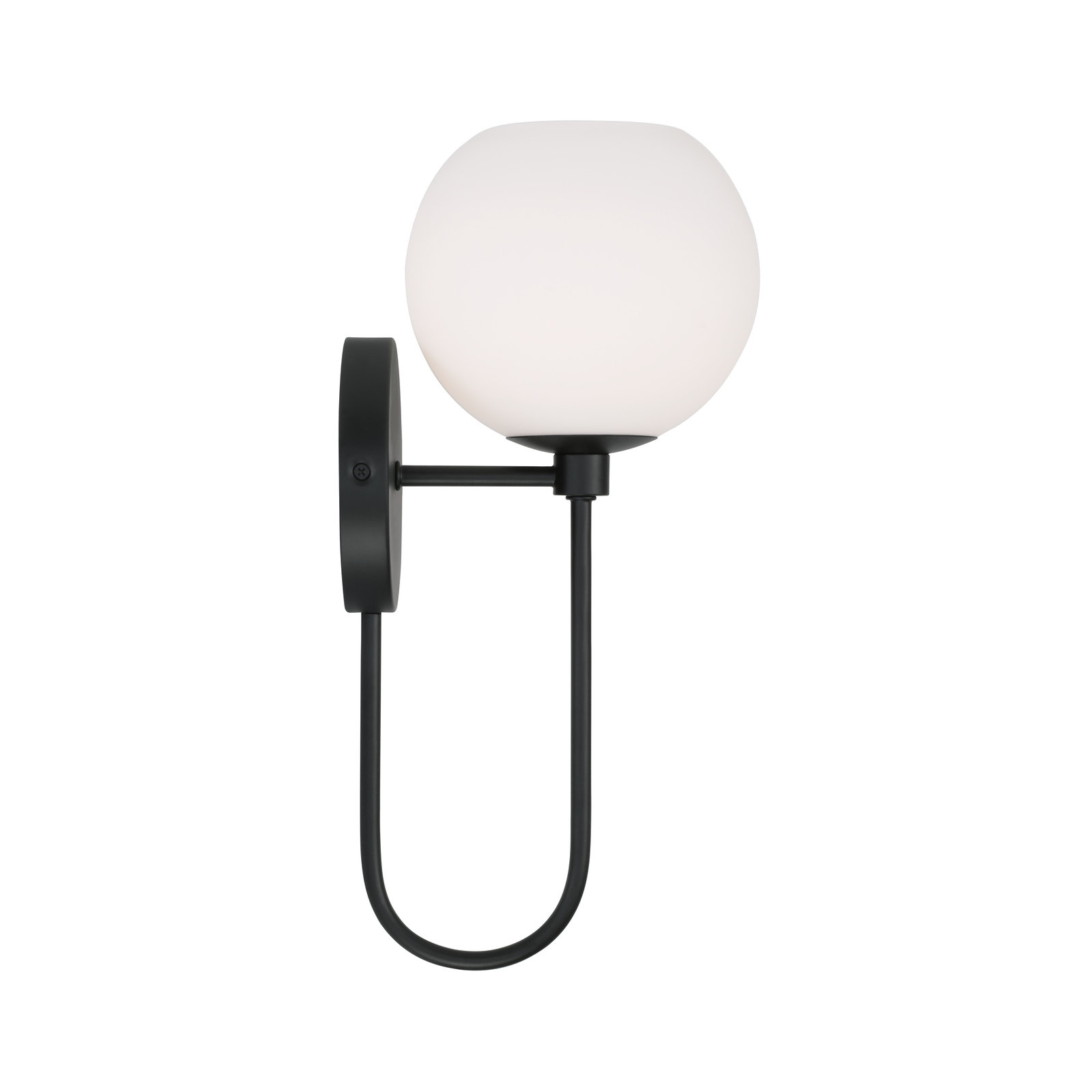 Ansley Single Light Glass Dimmable Armed Sconce, Matte Black