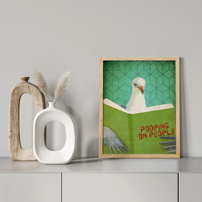 " Pooping On People Hilarious Funny Pigeon Studying On Pooping On People Meme Spoof ", 10" H x 8" W, Natural