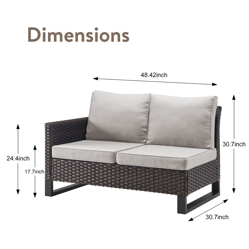Ingvald 48.42" Wide Outdoor Wicker/Rattan U-Shaped Patio Sectional With Cushions, Beige