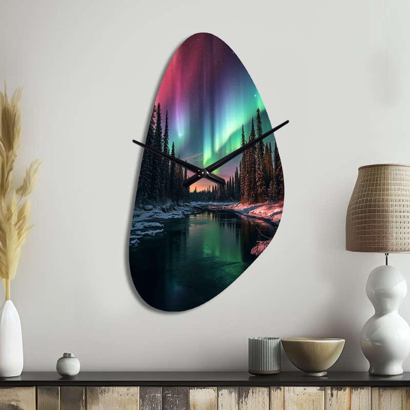 Yukon Northern Lights Beauty IV - Canada - Horloge murale asymétrique, Moyenne