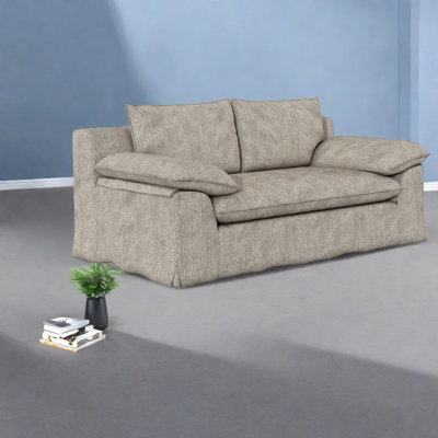 Canapé compact moderne en coton et lin gris, 2 places, gain de place, 200 cm (79 po).