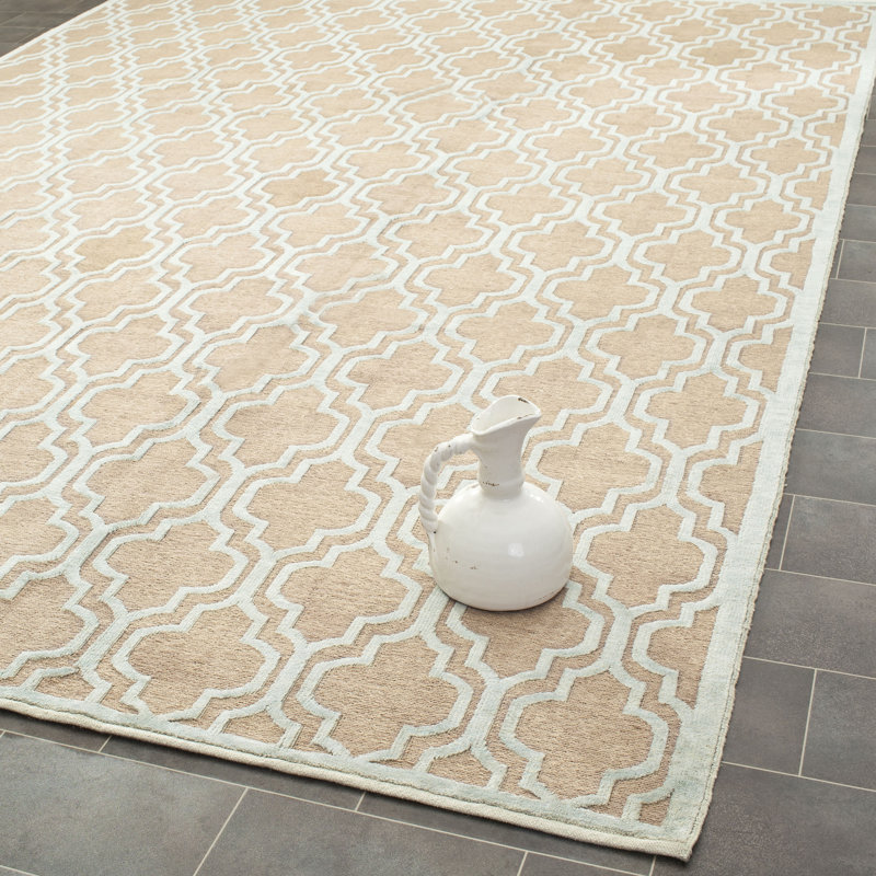 Trudell Hand Knotted Linen Geometric Rug, Rectangle 6' x 9'