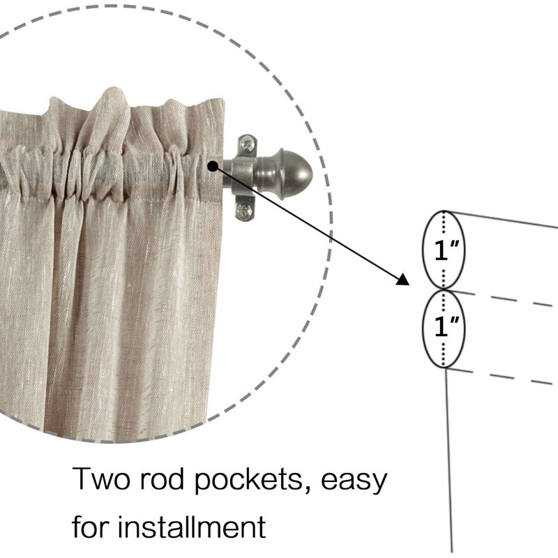 Linen French Door Curtains Privacy Light Reducing Door Curtain with Tieback | Rod Pocket Curtain 1 Panel for Glass Door Feature Open Weave Textured Linen