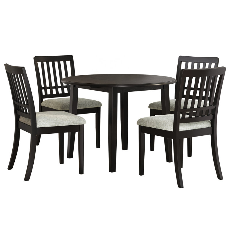 Ensemble de salle à manger extensible Denali avec chaises rembourrées et tissu résistant aux taches, 5 pièces, Noir