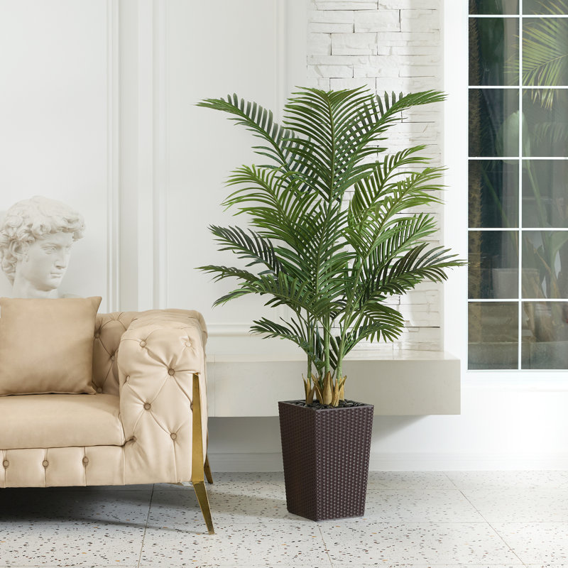 Adcock UV Resistant Artificial Palm Tree, Faux Palm Tree with Decorative Base for Indoor Outdoor, Brown