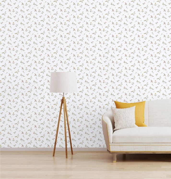 Rouleau de papier peint à motif floral EcoDeco Cottage Chic, Beige