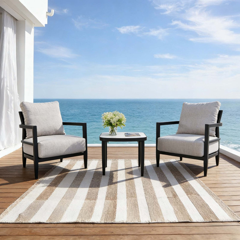 Ensemble de conversation pour terrasse en aluminium moderne avec plateau en pierre frittée