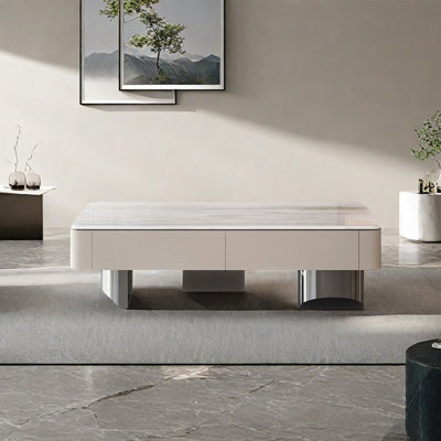 Table basse rectangulaire en pierre micro-cristalline