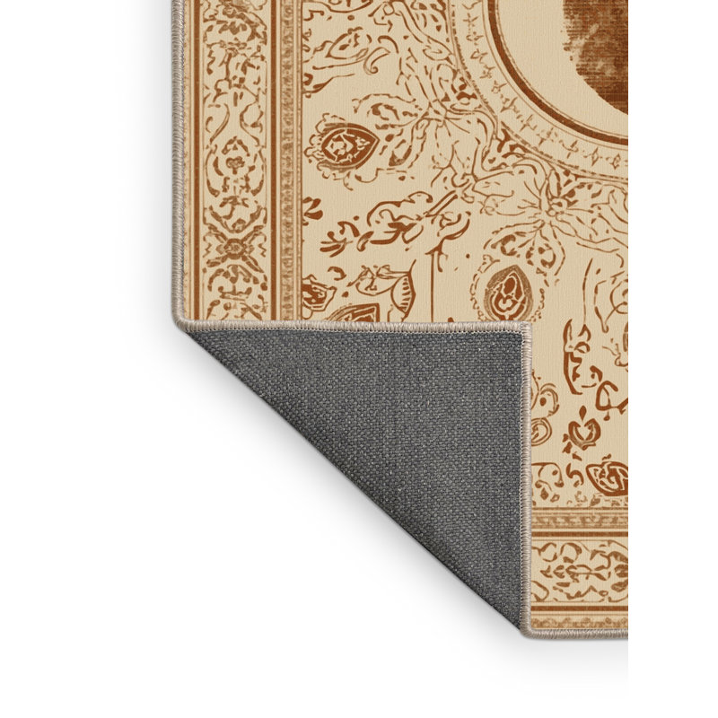 Tapis oriental doux en peluche Kline Classic - beige, 3 X 5