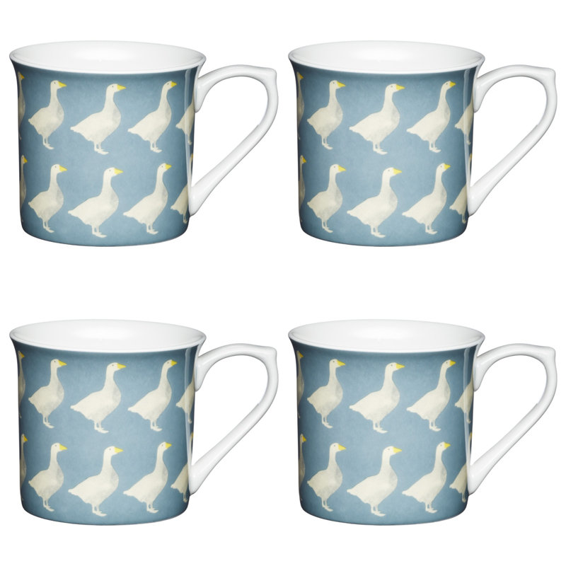 KitchenCraft Geese Bone China Mug Set, 4