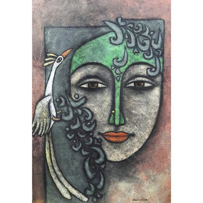 Visage de divinité avec oiseau Advaitha | Art figuratif | Par Krishna Ashok