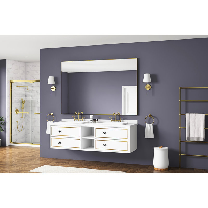 48 po H 72 po W - Cadre de salle de bain en aluminium doré