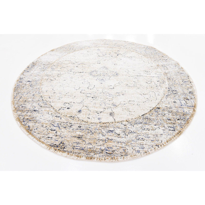 Widger Ikat Indoor Rug, Round 5'